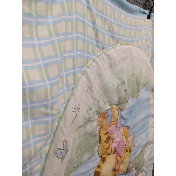 Vtg Winnie the Pooh Piglet Crib Blanket Quilt Sunny Days Friends Pile Disney - Picture 3 of 10